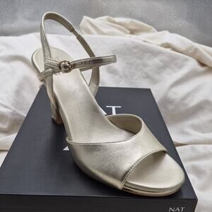 NEW Naturalizer Lala Ankle Strap Dress platform Sandal champagne leather SZ 12W